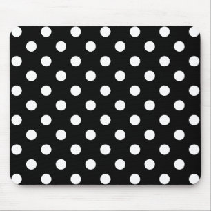 Black and White Polka Dots Pattern Mouse Mat