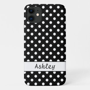 Black and White Polka Dots Pattern Personalised iPhone 11 Case