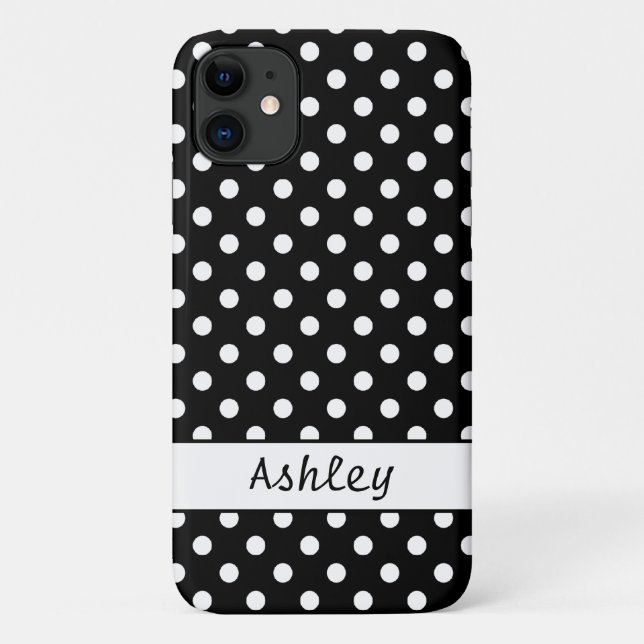 Black and White Polka Dots Pattern Personalised Case-Mate iPhone Case (Back)