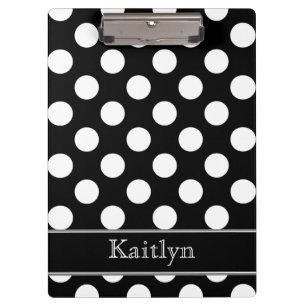 Black and White Polka Dots Personalised Clipboard