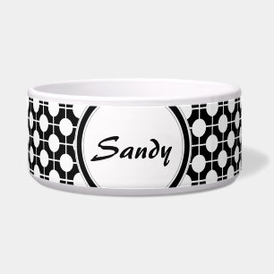 Black and White Polka Dots Personalised Pet Bowl