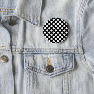 Black and White Polka Dots, Polka Dot Pattern 6 Cm Round Badge