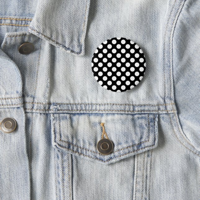 Black and White Polka Dots, Polka Dot Pattern 6 Cm Round Badge (In Situ)