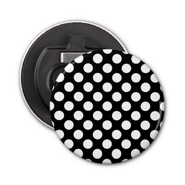 Black and White Polka Dots, Polka Dot Pattern Bottle Opener (Front)