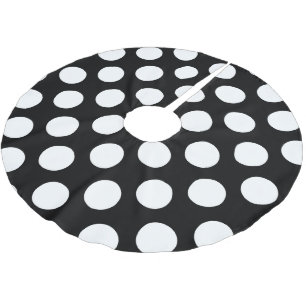 Black and White Polka Dots, Polka Dot Pattern Brushed Polyester Tree Skirt