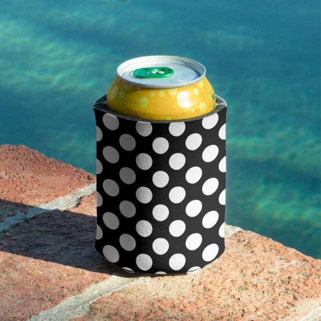 Black and White Polka Dots, Polka Dot Pattern Can Cooler (In Situ Pool)