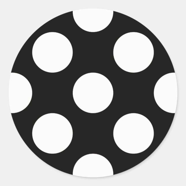 Black and White Polka Dots, Polka Dot Pattern Classic Round Sticker (Front)