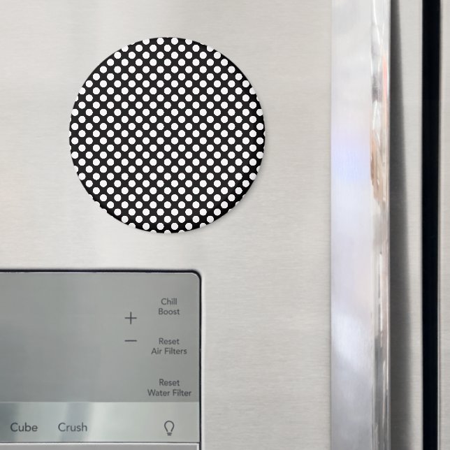 Black and White Polka Dots, Polka Dot Pattern Magnet (In Situ (Fridge))