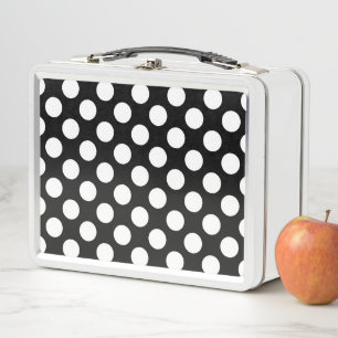 Black and White Polka Dots, Polka Dot Pattern Metal Lunch Box