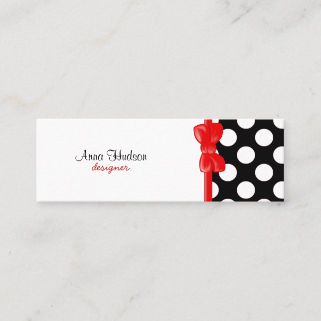 Black and White Polka Dots, Polka Dot Pattern Mini Business Card (Front)
