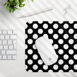 Black and White Polka Dots, Polka Dot Pattern Mouse Mat