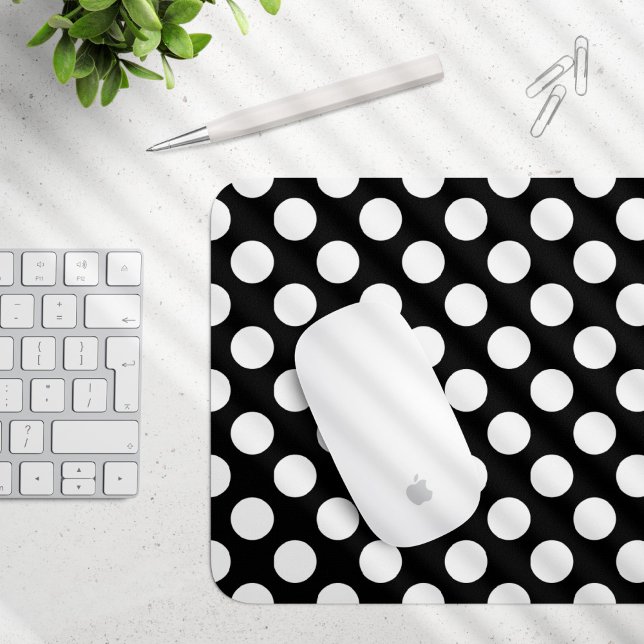 Black and White Polka Dots, Polka Dot Pattern Mouse Mat (Creator Uploaded)