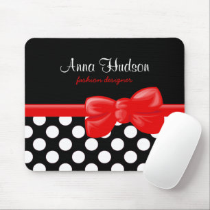 Black and White Polka Dots, Polka Dot Pattern Mouse Mat