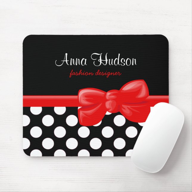 Black and White Polka Dots, Polka Dot Pattern Mouse Mat (With Mouse)