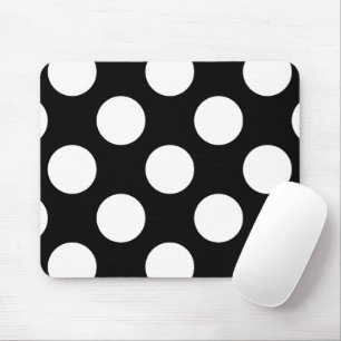 Black and White Polka Dots, Polka Dot Pattern Mouse Mat