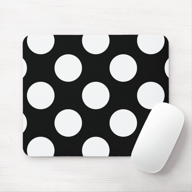 Black and White Polka Dots, Polka Dot Pattern Mouse Mat (With Mouse)
