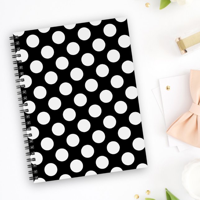 Black and White Polka Dots, Polka Dot Pattern Notebook (Creator Uploaded)