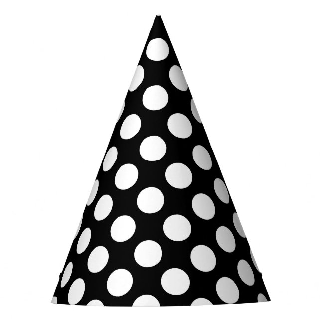 Black and White Polka Dots, Polka Dot Pattern Party Hat (Front)
