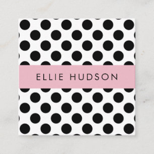 Black and White Polka Dots, Polka Dot Pattern Square Business Card