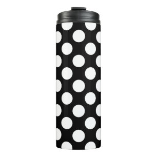Black and White Polka Dots, Polka Dot Pattern Thermal Tumbler