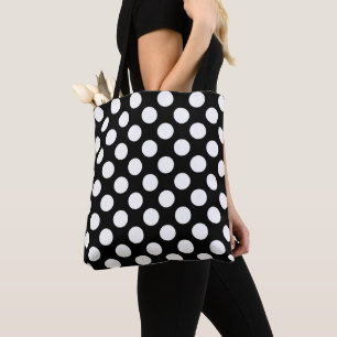 Black and White Polka Dots, Polka Dot Pattern Tote Bag