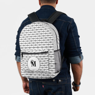 Black and white polka dots printed backpack