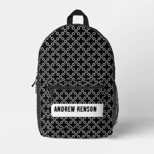 Black and white polka dots printed backpack