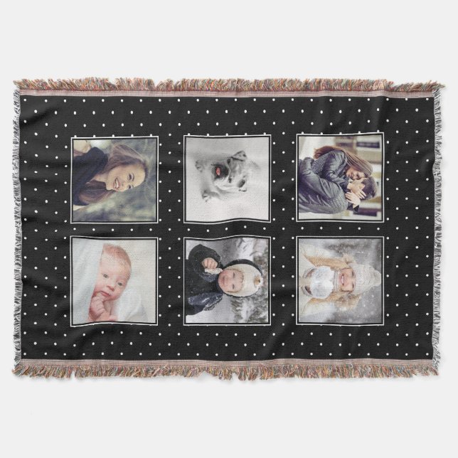 Black and White Polka Dots | Six Photos Throw Blanket (Front)