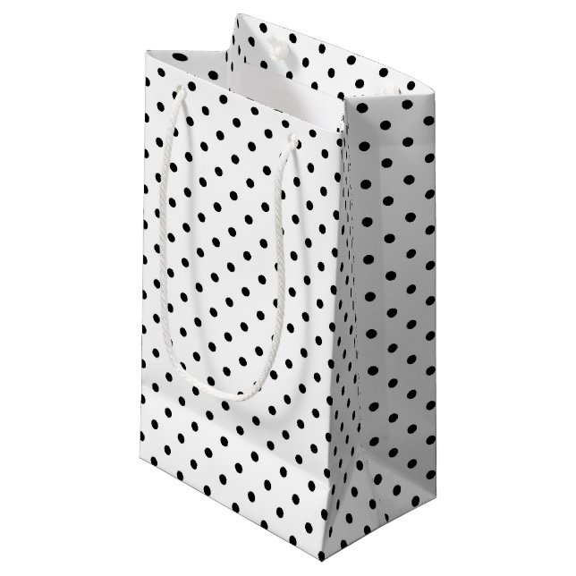 Black and White Polka Dots Small Gift Bag (Front Angled)