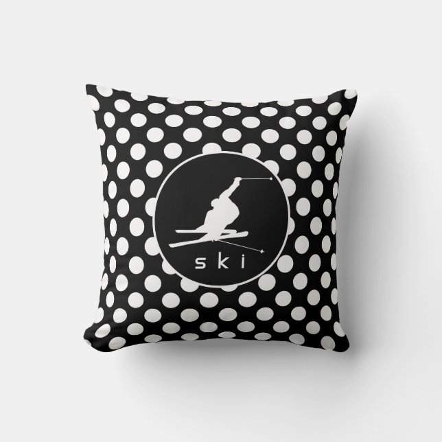 Black and White Polka Dots; Snow Ski Cushion (Front)