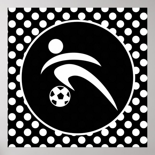 Black and White Polka Dots; Soccer Poster (Front)