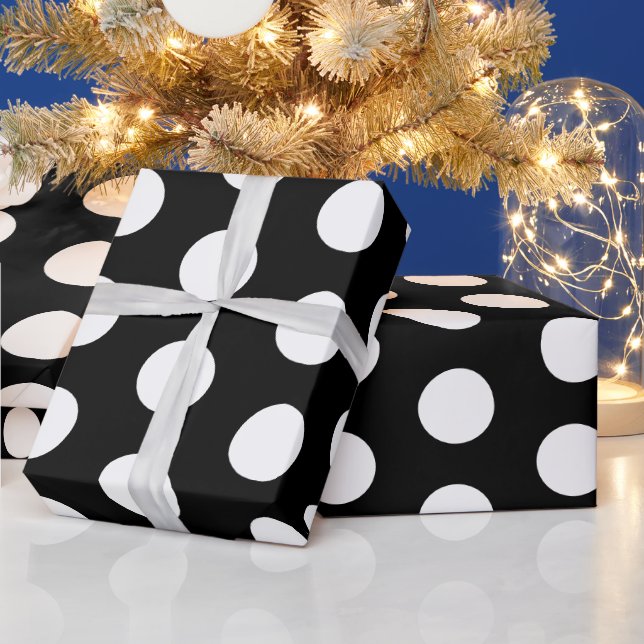 Black and white Polka dots stylish Wrapping Paper (Holidays)