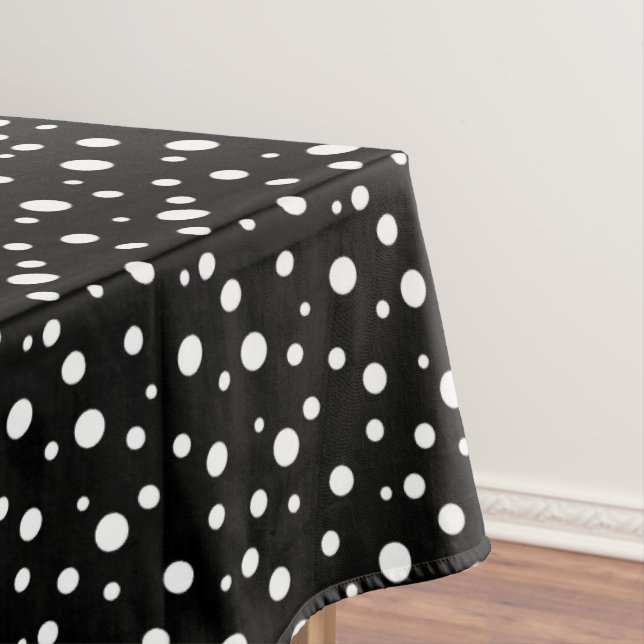 Black and White Polka Dots Tablecloth (In Situ)