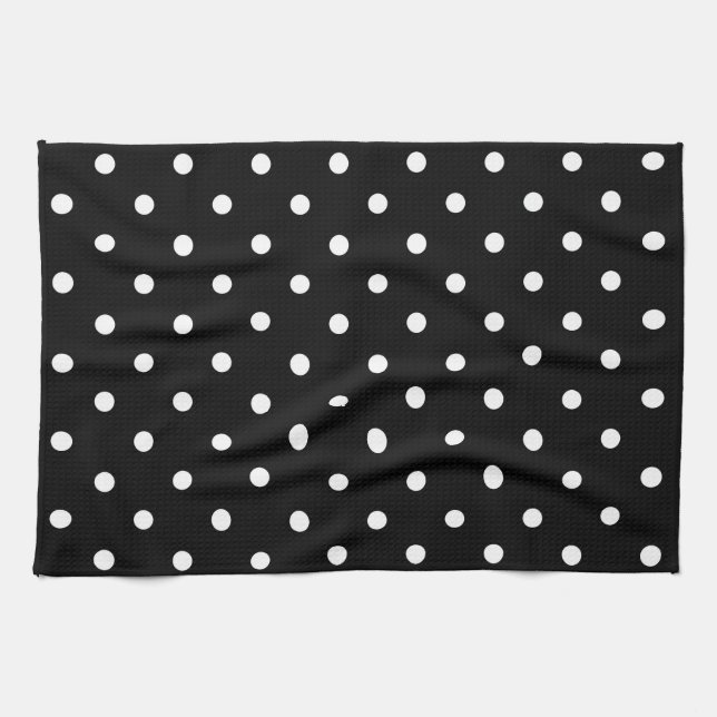 Black and white polka dots tea towel (Horizontal)