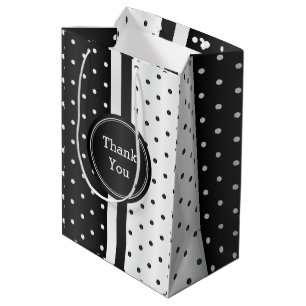 Black and White Polka Dots -Thank You Medium Gift Bag