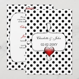 Black and White Polka Dots Wedding Invitation