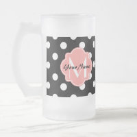 Black and White Polka Dots with Pink Monogram