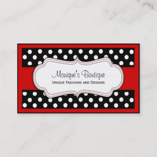 Black and white polka dots with red business cards