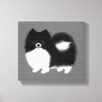 Black and White Pomeranian Cartoon Dog