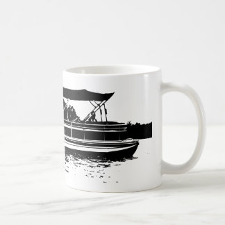 Black and White Pontoon Boat Personalised Mug