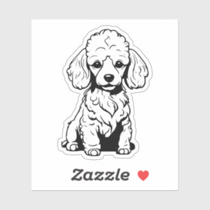 black and white poodle vinyl sticker