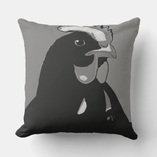 Black and White Pop Art Chicken Pillow