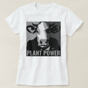 Black and White Pop Art Cow Tshirt Plant Power