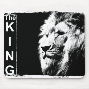 Black And White Pop Art Lion Head Picture Template Mouse Mat