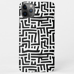 Black and White Pop Art Maze Pattern iPhone 11Pro Max Case