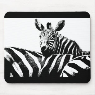 Black And White Pop Art Zebras Template Custom Mouse Mat