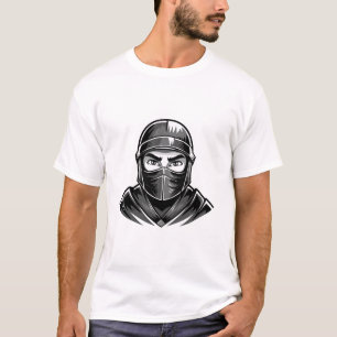 Black and white portrait head male warrior ninja T-Shirt