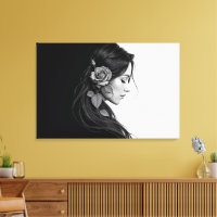 Black and white portrait of beautiful woman art