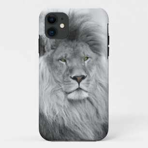 Black and white portrait of lion iPhone 11 case