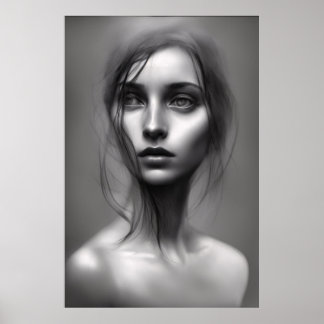 Black and white portrait of woman printable poster